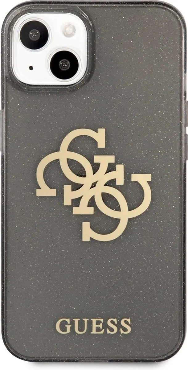 GUESS Glitters Backcase iPhone 13 - Zwart