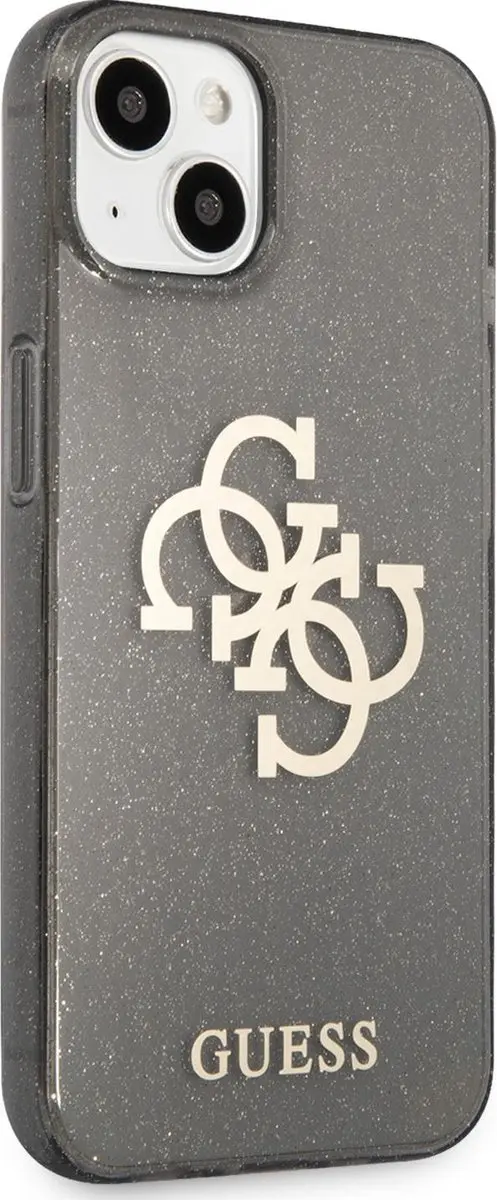 GUESS Glitters Backcase iPhone 13 - Zwart