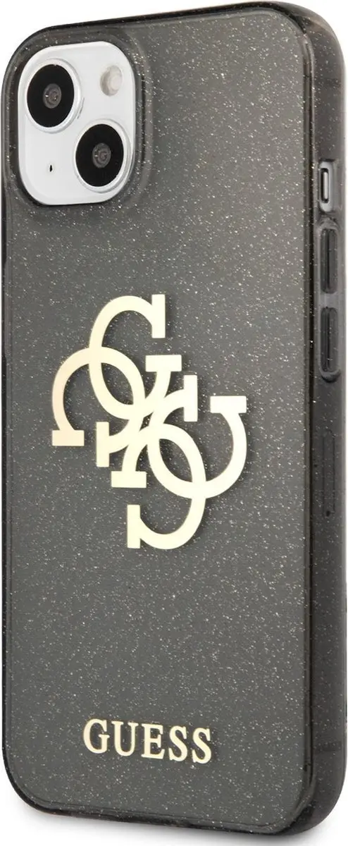 GUESS Glitters Backcase iPhone 13 - Zwart