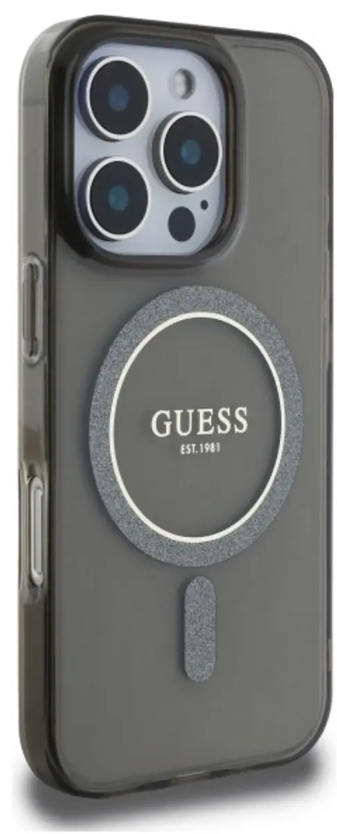 GUESS MagSafe Hoesje GUHMP16LHFGEREK - iPhone 16 Pro - Zwart
