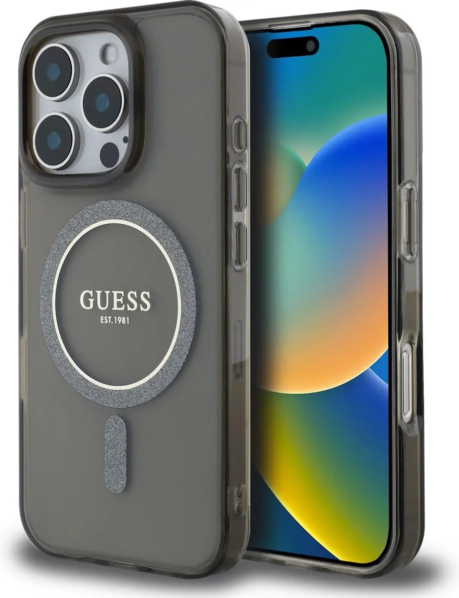 GUESS MagSafe Hoesje GUHMP16LHFGEREK - iPhone 16 Pro - Zwart