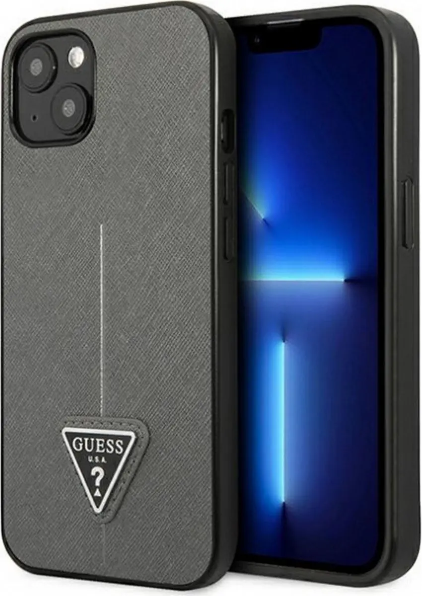 GUESS Saffiano iPhone 13 Hoesje - Zilver