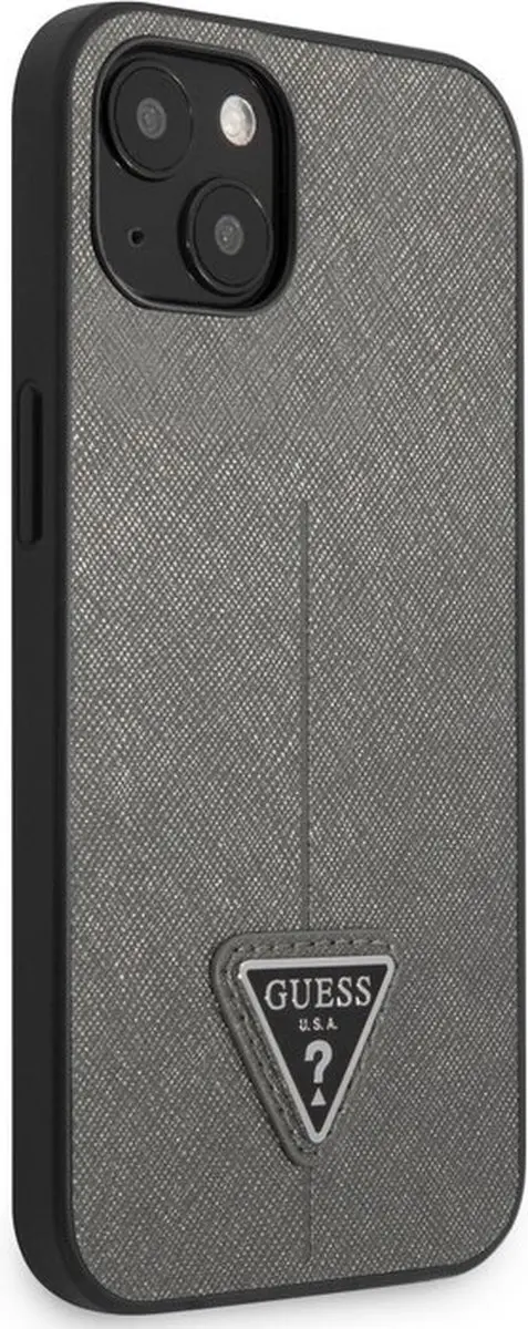GUESS Saffiano iPhone 13 Hoesje - Zilver