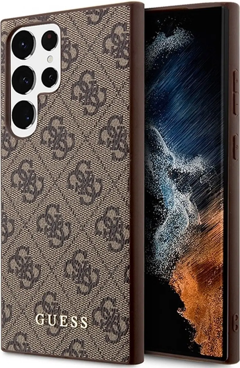 Guess Hard Case Metaal Bruin/Goud voor Samsung Galaxy S23 Ultra - 3666339117009