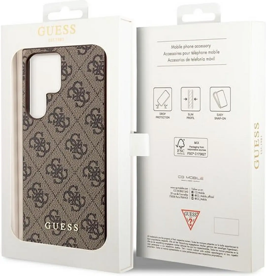 Guess Hard Case Metaal Bruin/Goud voor Samsung Galaxy S23 Ultra - 3666339117009