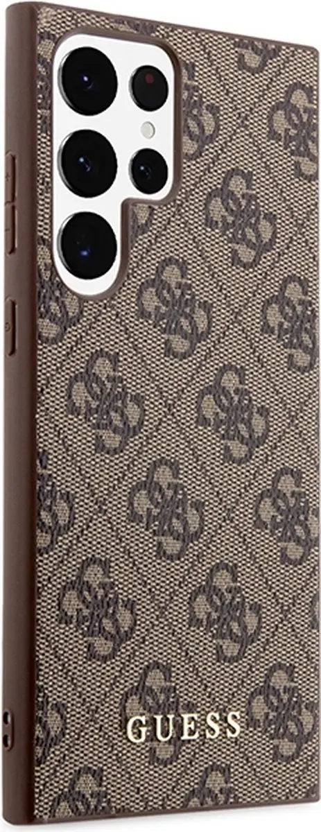 Guess Hard Case Metaal Bruin/Goud voor Samsung Galaxy S23 Ultra - 3666339117009