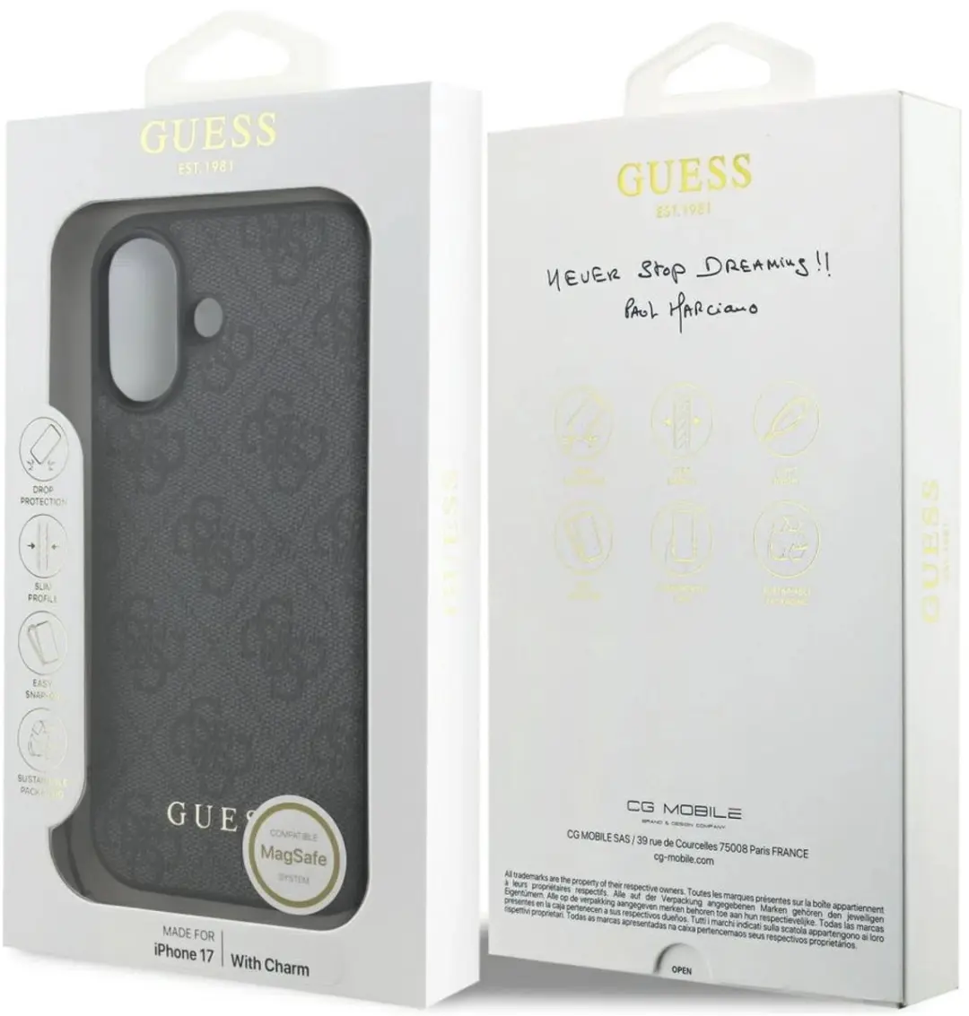 GUESS 4G Charm Backcover iPhone 17 - Grijs - MagSafe