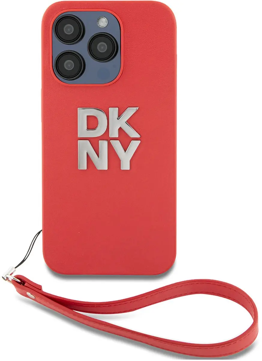 DKNY Hoesje iPhone 14 Pro - Rood - Metalen Logo