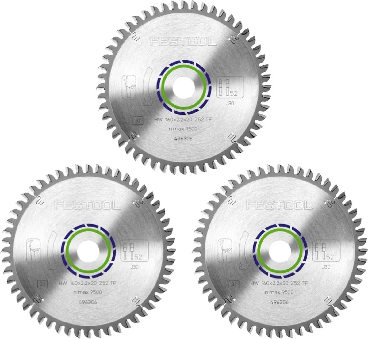 Festool TF52 Cirkelzaagblad 160mm - 52 Tanden - 3 Stuks
