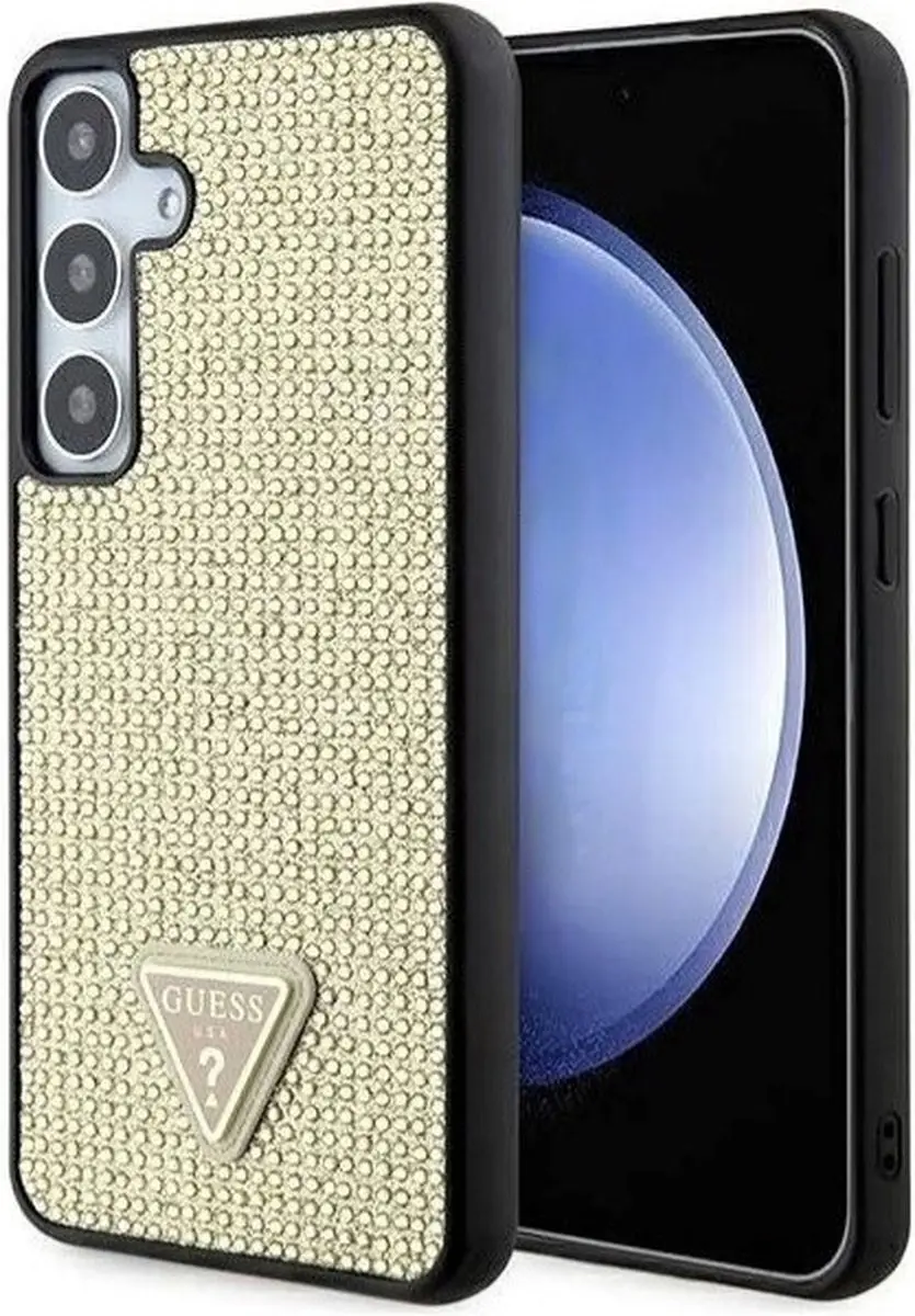 Guess Goud Hoesje - Samsung Galaxy S24 - Rhinestones Triangle Logo
