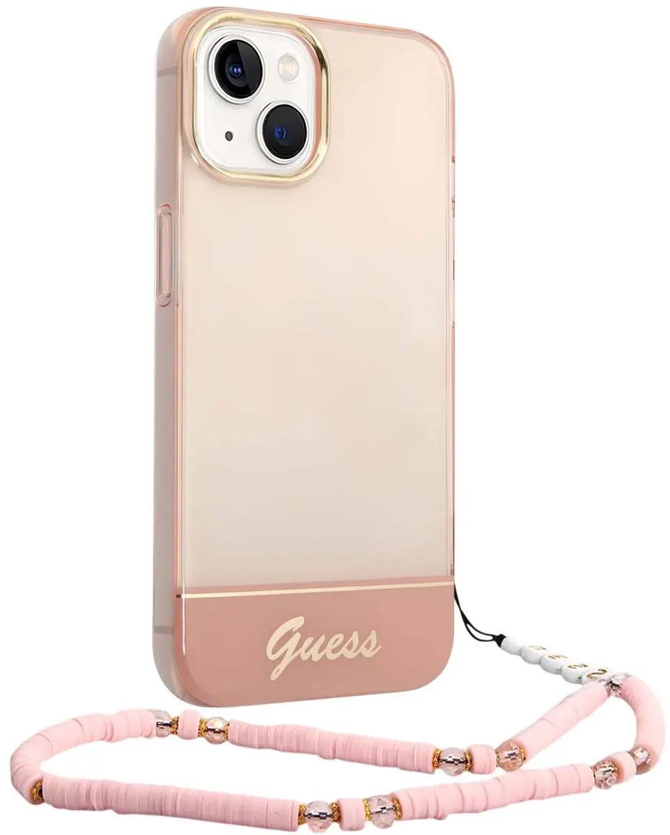 GUESS Telefoonhoesje iPhone 14 Plus - Roze Transparant - 3666339064297