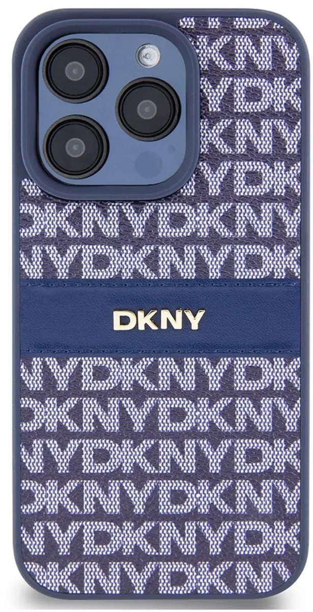 DKNY Textured Tonal Stripe Back Case - iPhone 15 Pro Blauw DKHCP15LPRTHSLB