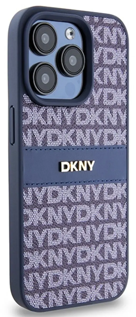 DKNY Textured Tonal Stripe Back Case - iPhone 15 Pro Blauw DKHCP15LPRTHSLB