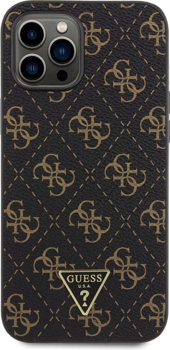 GUESS 4G Triangle Logo Back Case - iPhone 12 Pro Max - Zwart