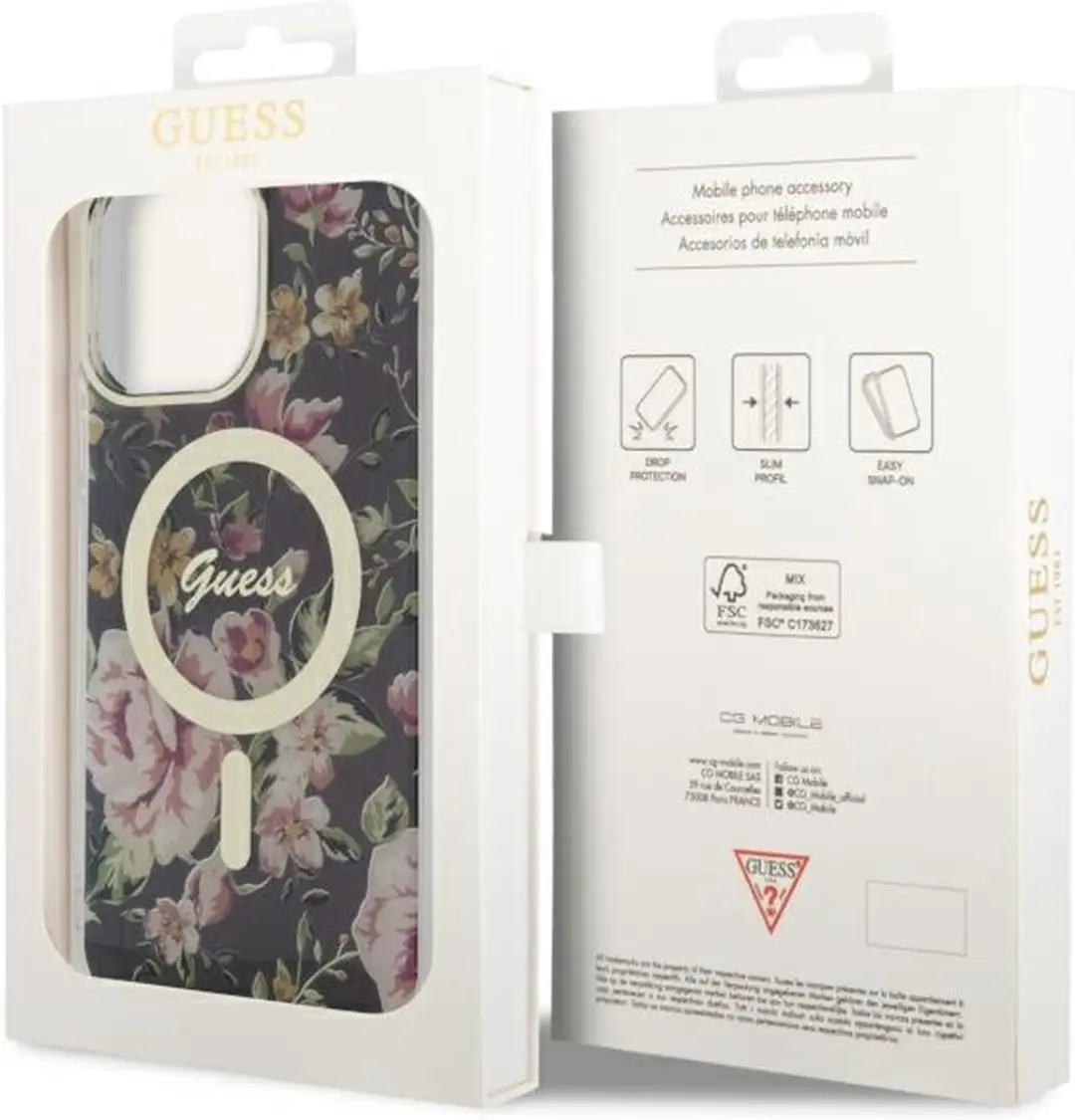 GUESS Flower MagSafe Hoesje - iPhone 14 Pro Max - Zwart - afbeelding 6 van 6