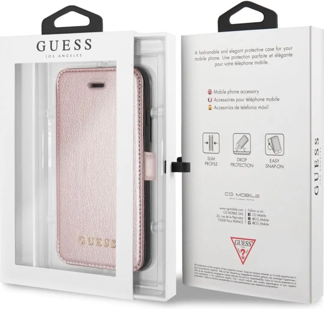 GUESS iPhone Bookcase Hoesje - Effen Rose Goud - afbeelding 6 van 6