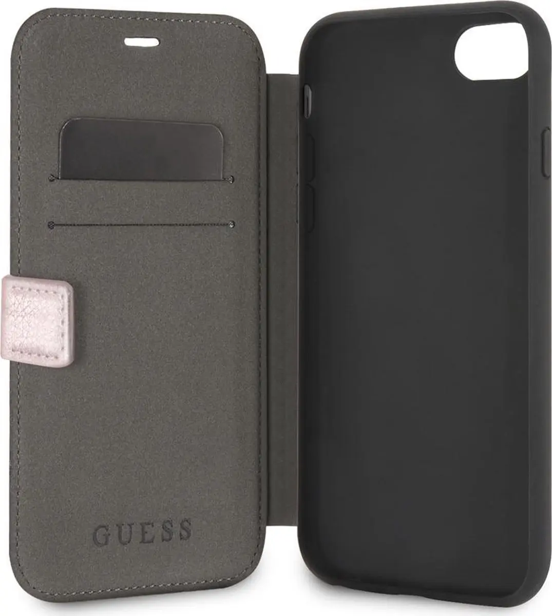 GUESS iPhone Bookcase Hoesje - Effen Rose Goud