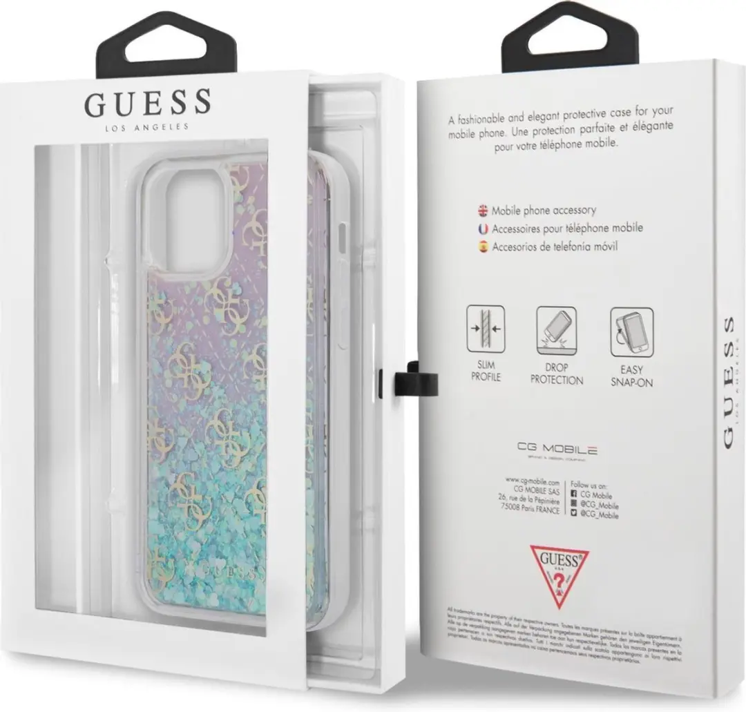 GUESS Hoesje iPhone 12 Mini S212-3 - Roze Liquid Glitter