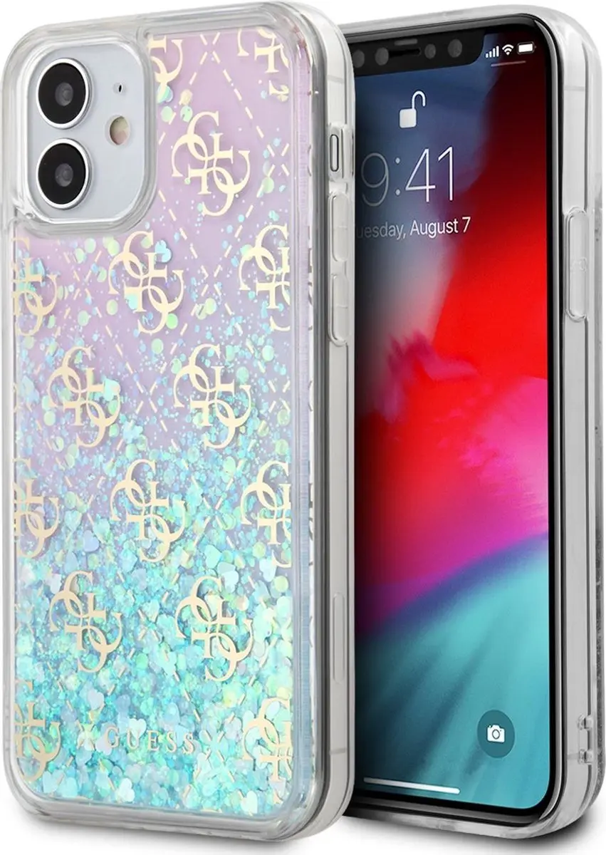 GUESS Hoesje iPhone 12 Mini S212-3 - Roze Liquid Glitter