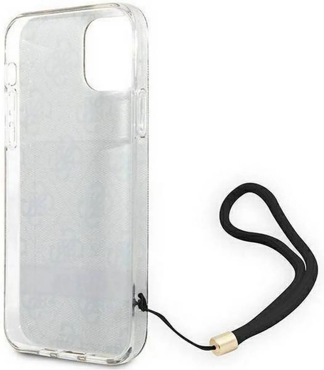 GUESS 4G Printed Stripe Back Case met Strap - iPhone 12/12 Pro - Bruin