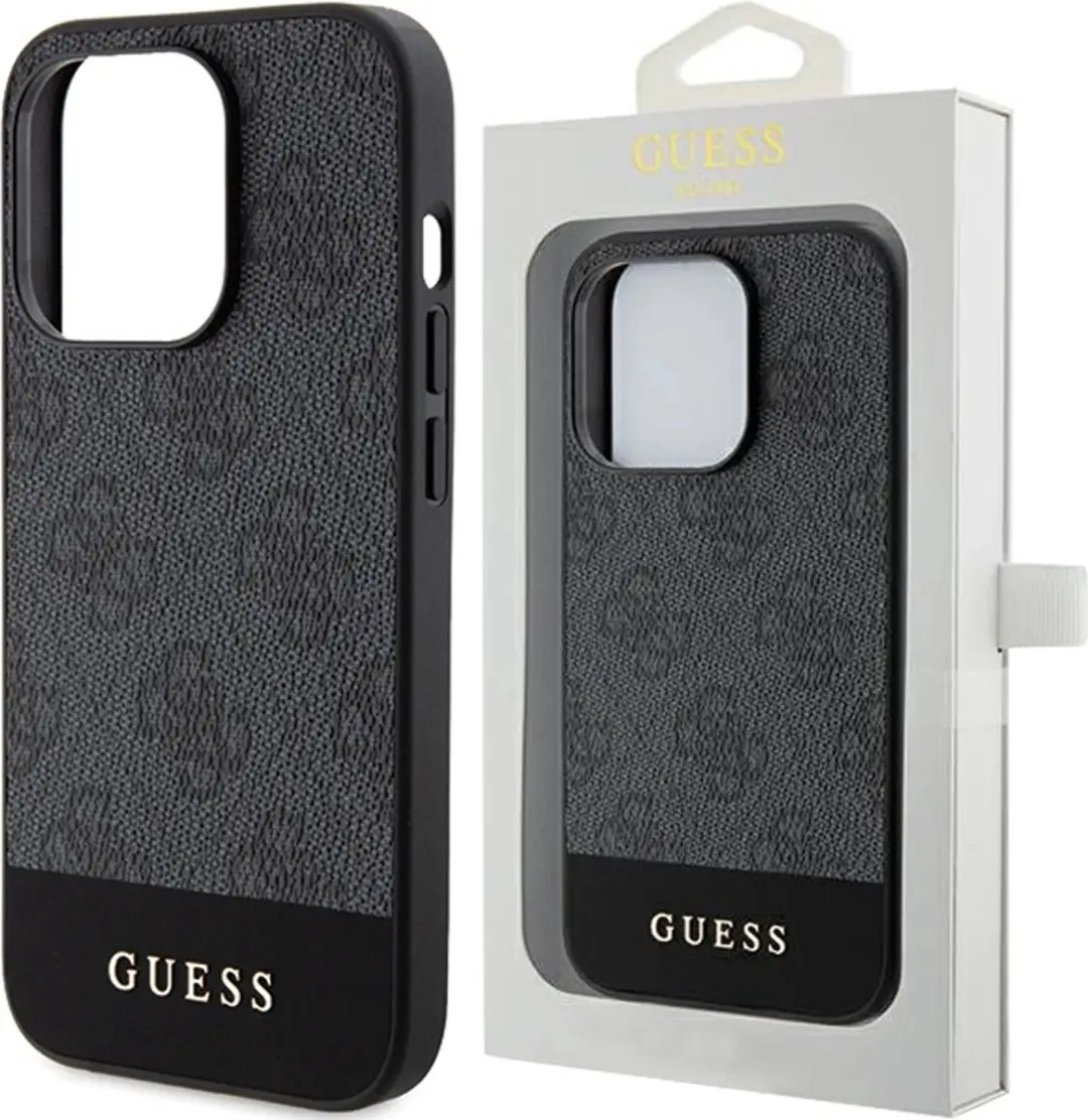 GUESS 4G Stripe Back Case - iPhone 15 Pro Max - Grijs