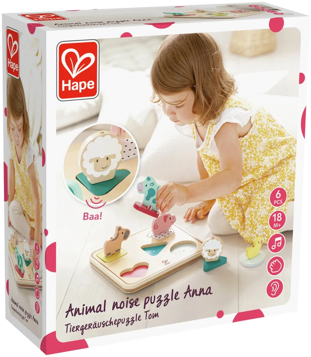 Hape Tom Dierengeluidenpuzzel 12 Stuks - Veelkleurig