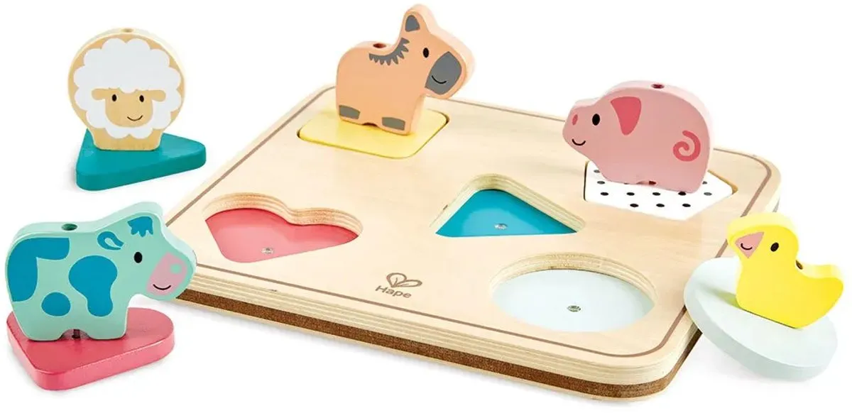 Hape Tom Dierengeluidenpuzzel 12 Stuks - Veelkleurig