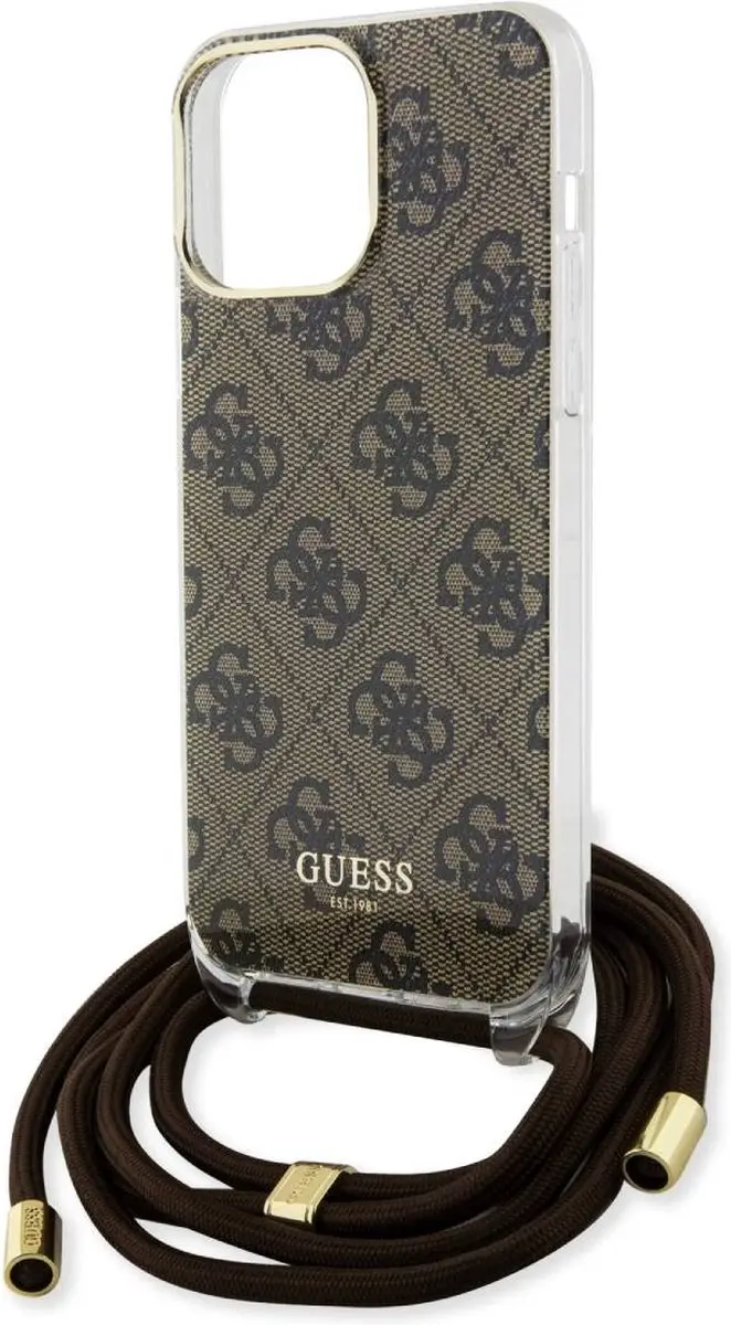 GUESS 4G Printed Crossbody Hoes iPhone 15 Pro - Bruin
