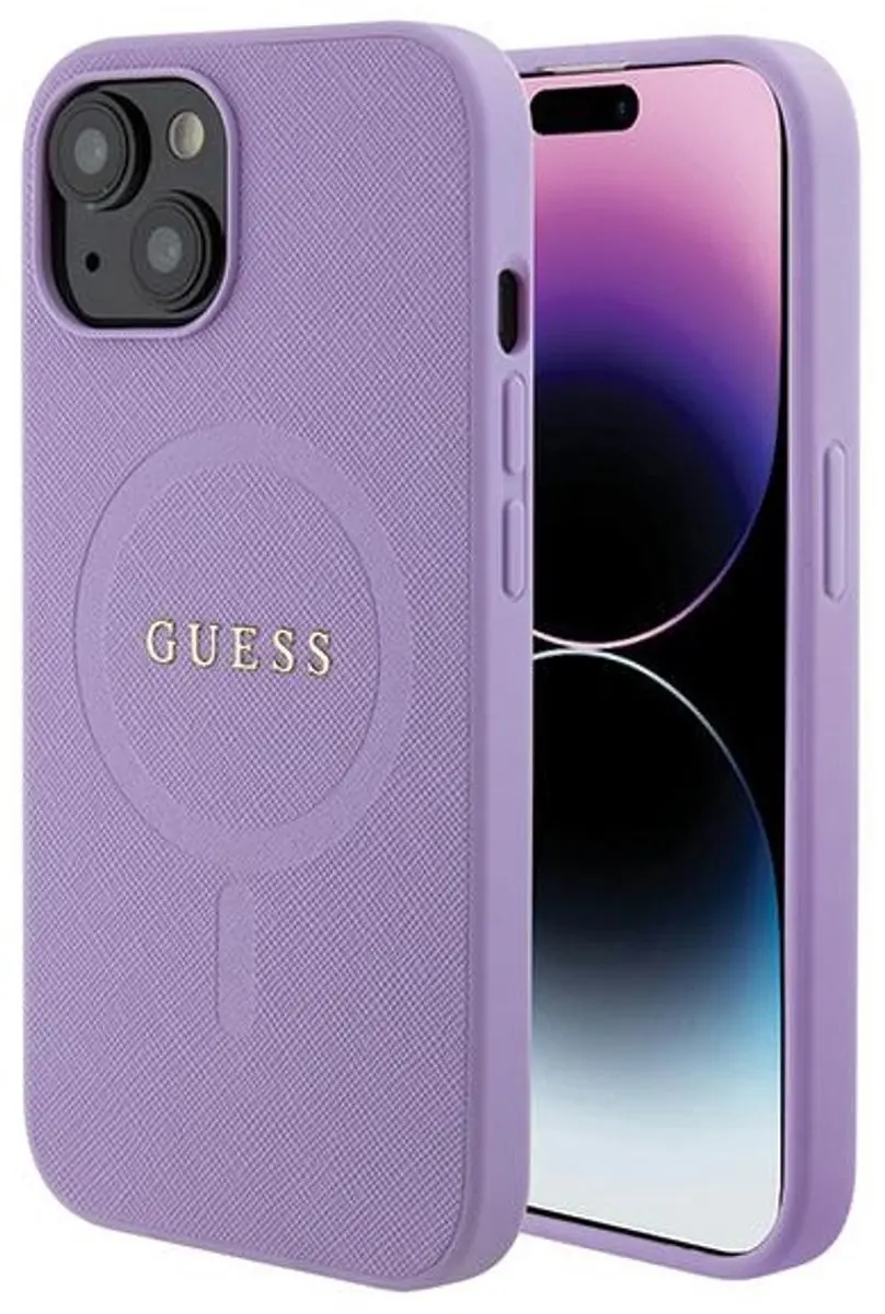 GUESS Saffiano Hoesje - iPhone 15 Plus - Paars