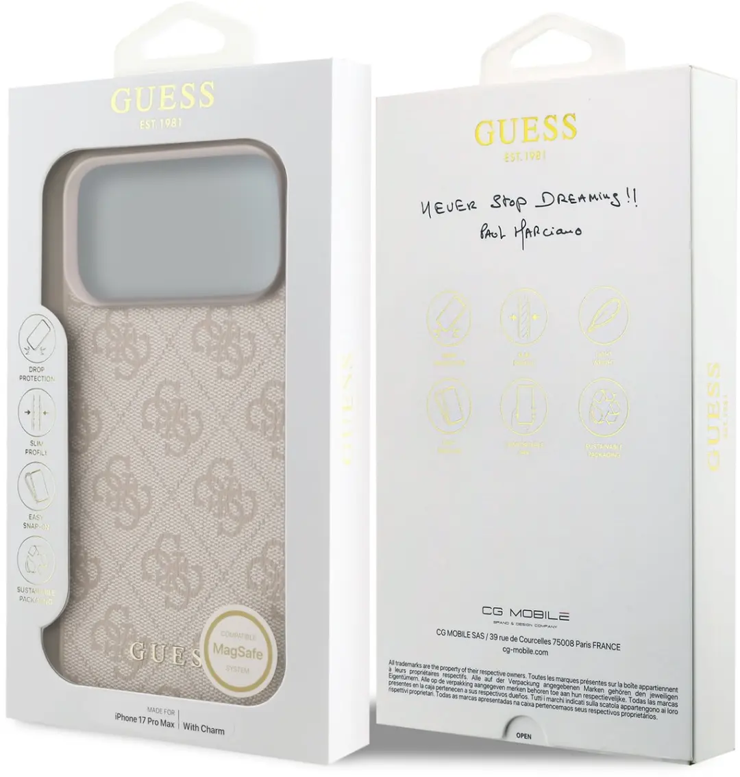 GUESS 4G Charm Backcover iPhone 17 Pro Max - Roze - MagSafe