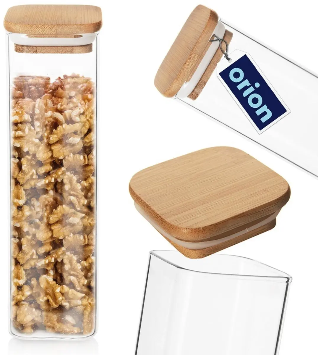 Orion Glazen Voorraadpot 600ml - Bamboe Deksel
