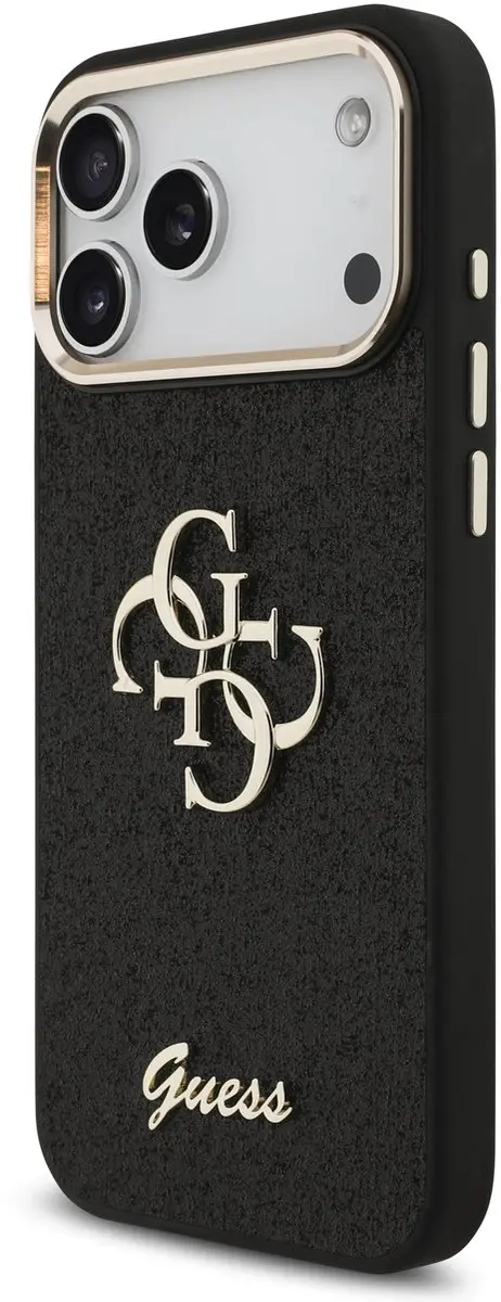 GUESS PU Fixed Glitter 4G Backcover iPhone 17 Pro Max 14703 - Zwart