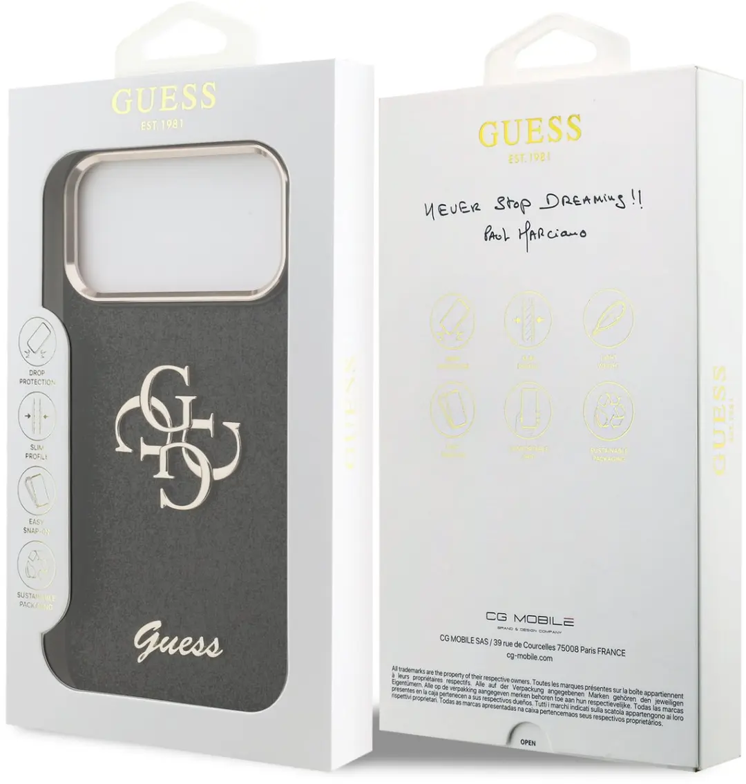 GUESS PU Fixed Glitter 4G Backcover iPhone 17 Pro Max 14703 - Zwart