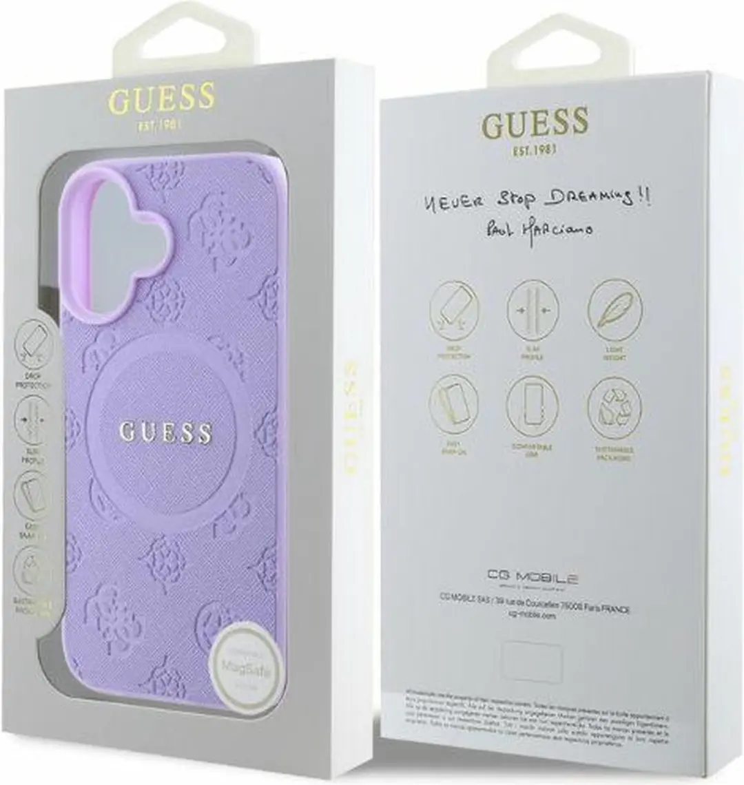 GUESS Backcover iPhone 16 MagSafe - Paars - GUHMP16SPSAPSMEU