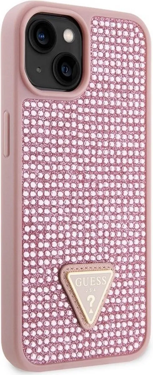 GUESS Roze Rhinestones Back Cover voor iPhone 15
