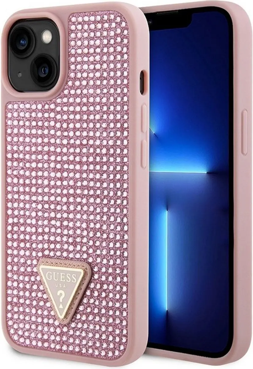 GUESS Roze Rhinestones Back Cover voor iPhone 15