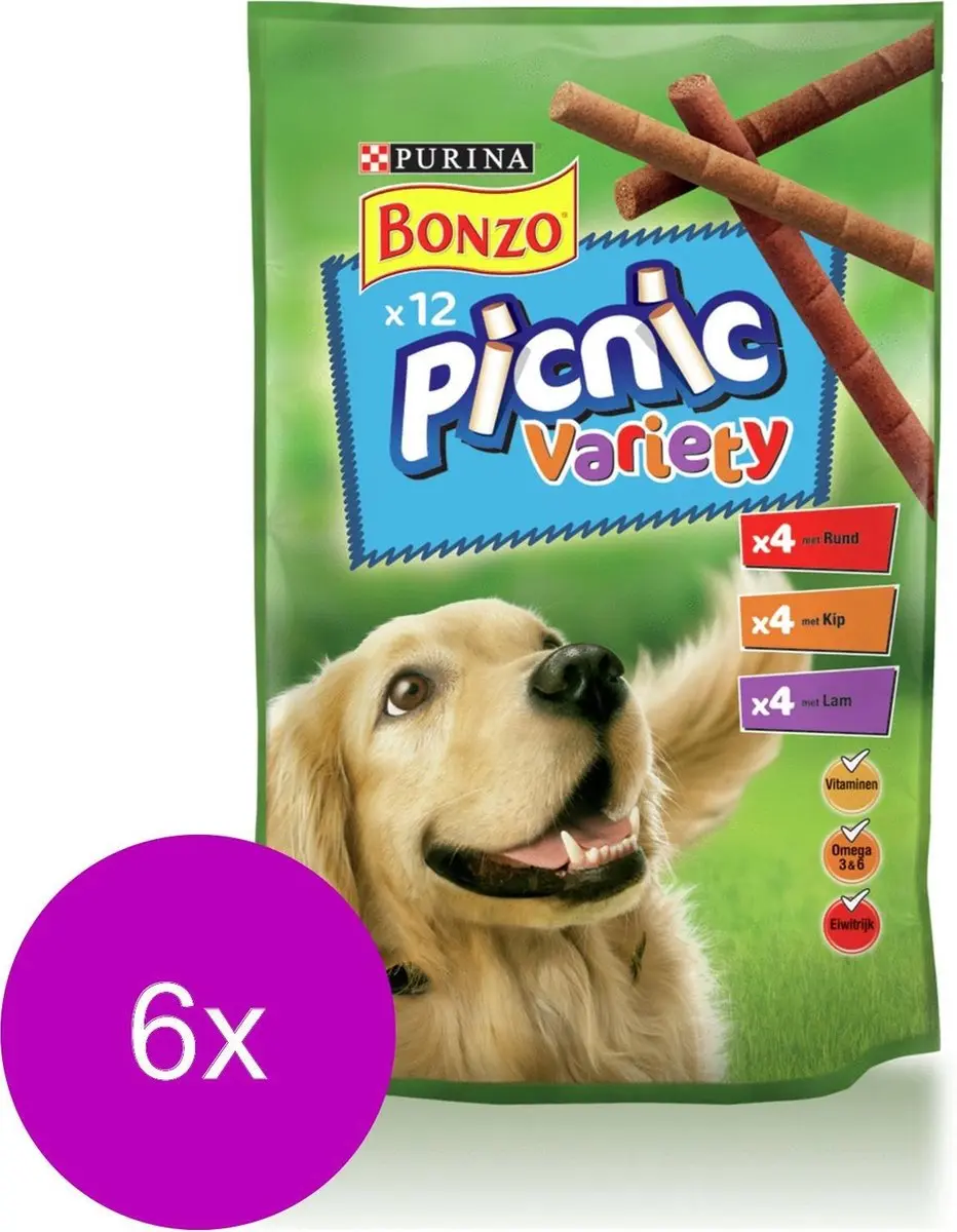 Bonzo Picnic Variety Hondensnacks - 6x100g