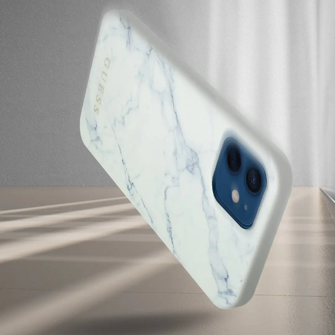 GUESS Marble Hard Case iPhone 12 Mini - Wit