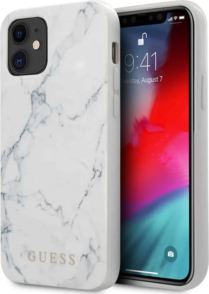 GUESS Marble Hard Case iPhone 12 Mini - Wit - afbeelding 6 van 6