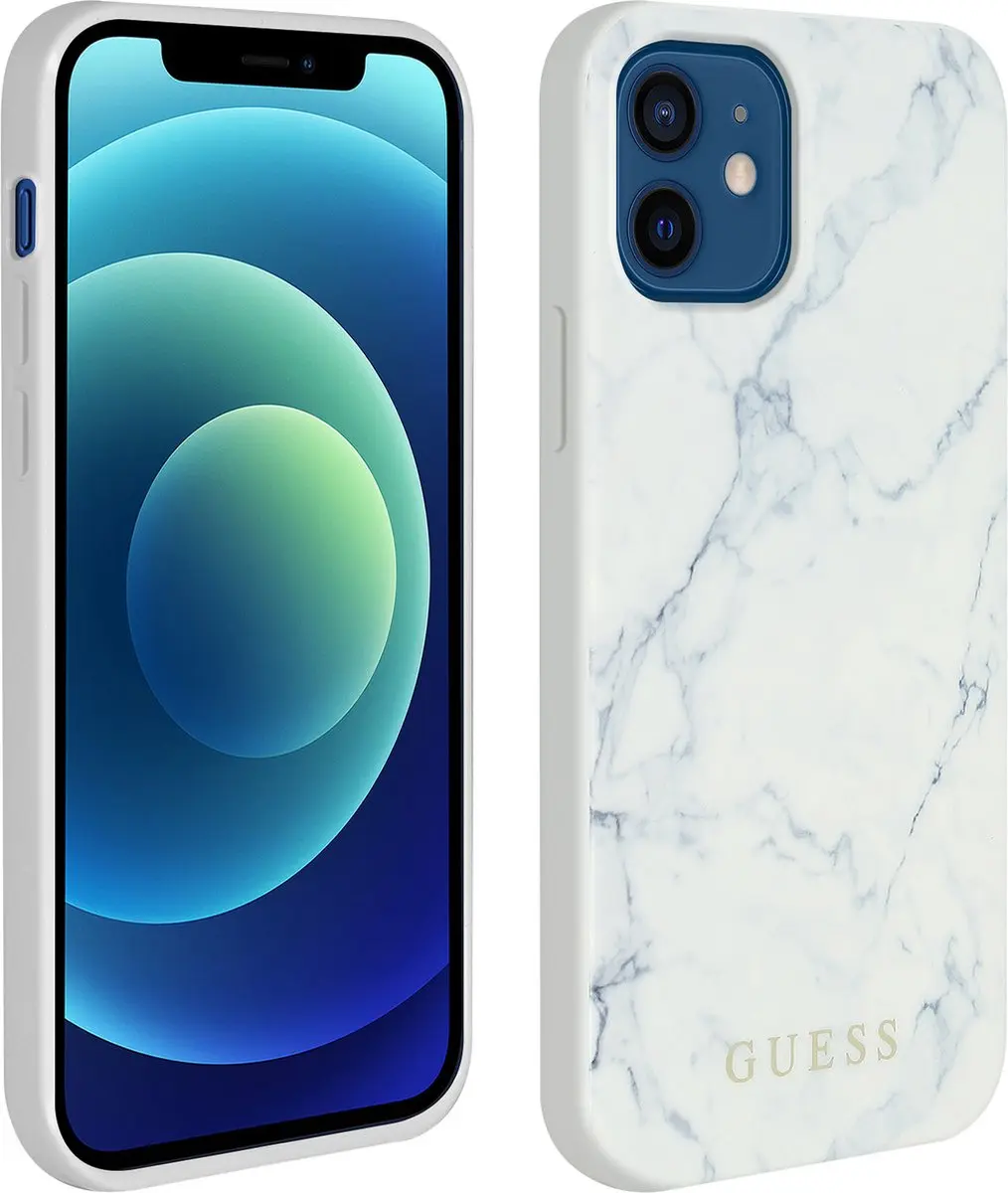 GUESS Marble Hard Case iPhone 12 Mini - Wit