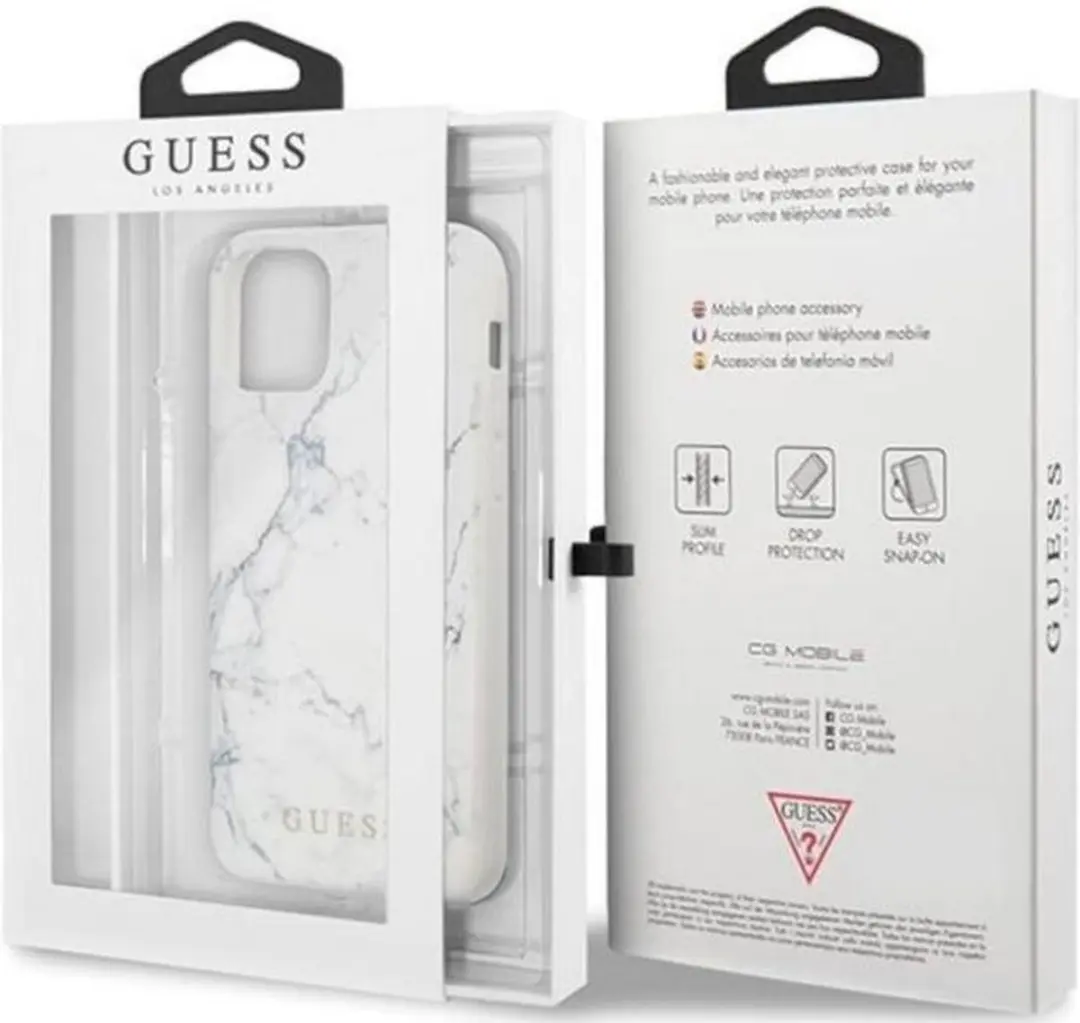 GUESS Marble Hard Case iPhone 12 Mini - Wit