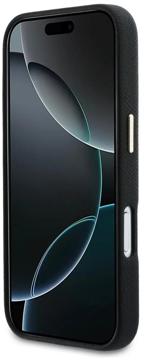 GUESS PU Resin Logo Backcover 14929 - iPhone 17 Pro - Zwart