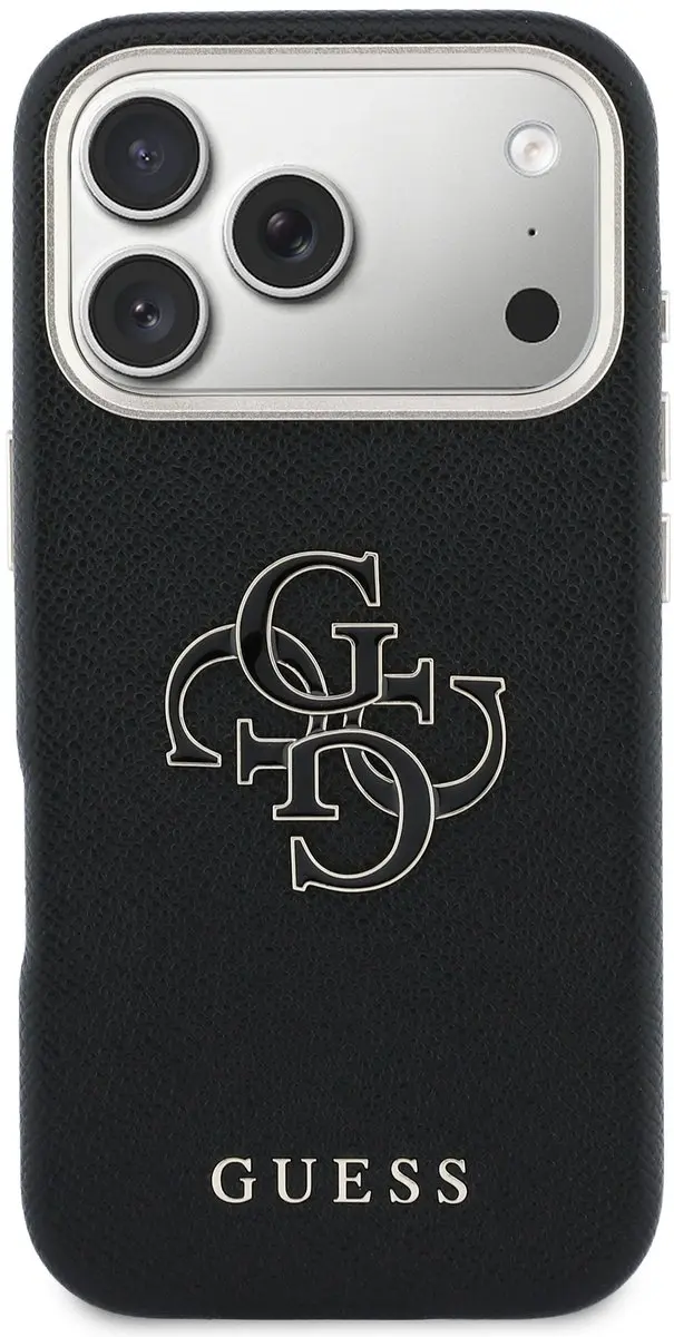 GUESS PU Resin Logo Backcover 14929 - iPhone 17 Pro - Zwart