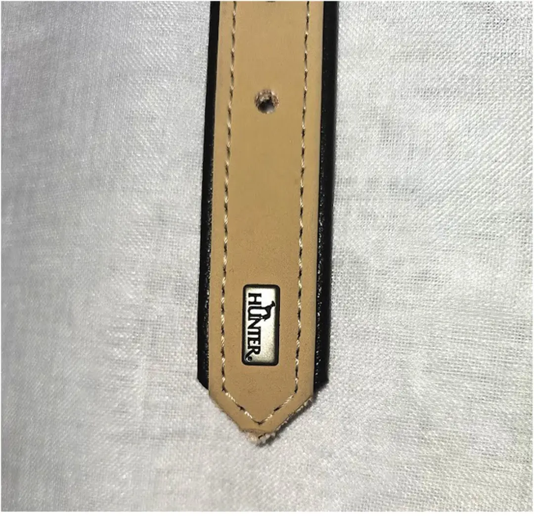 Hunter Halsband Softy Nickal Beige/Zwart - 30cm x 2cm - Veggie Leather
