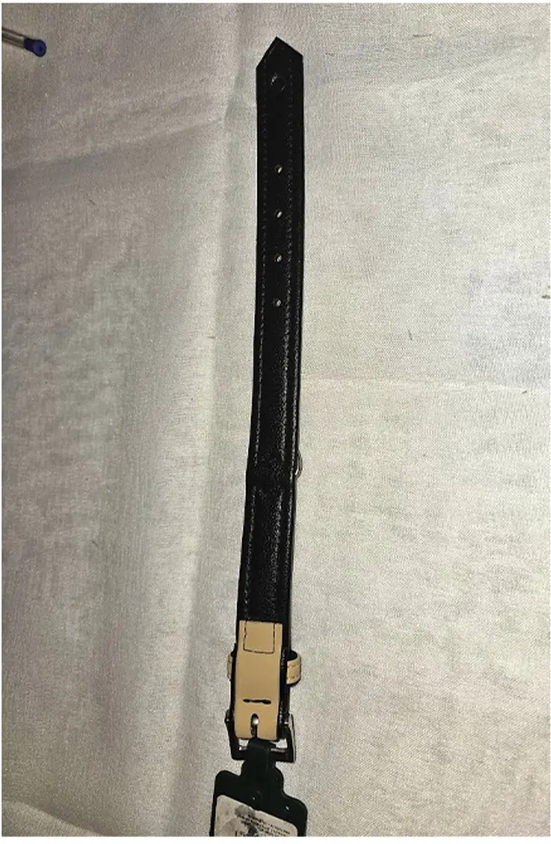 Hunter Halsband Softy Nickal Beige/Zwart - 30cm x 2cm - Veggie Leather