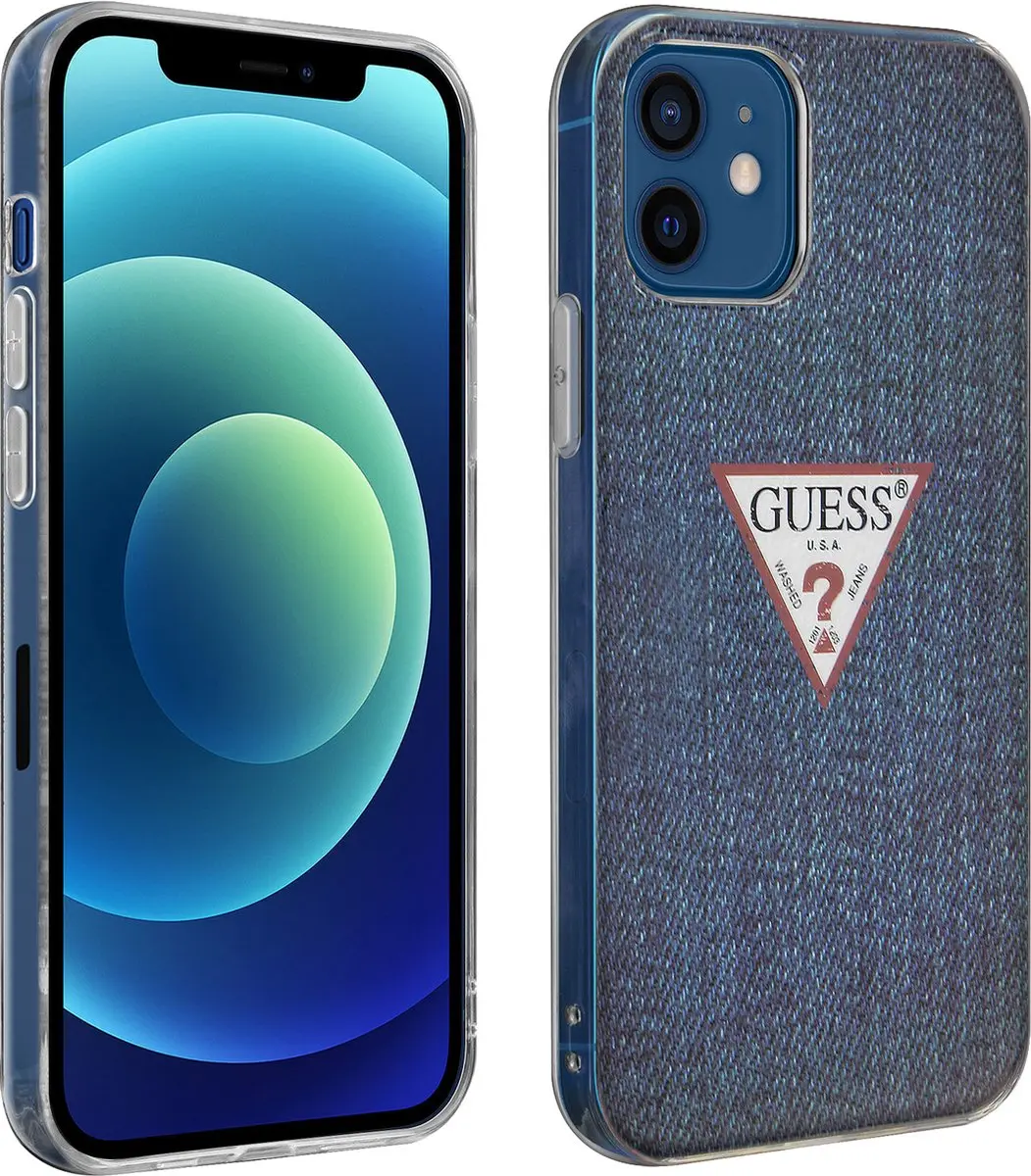 Guess Metallic Effect Hoesje iPhone 12 Pro - Nachtblauw