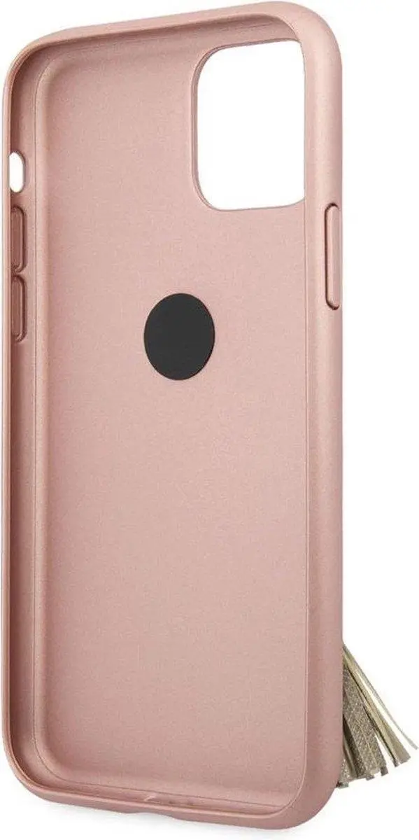Guess Saffiano Ring Back Cover - iPhone 12 Pro Max Roze