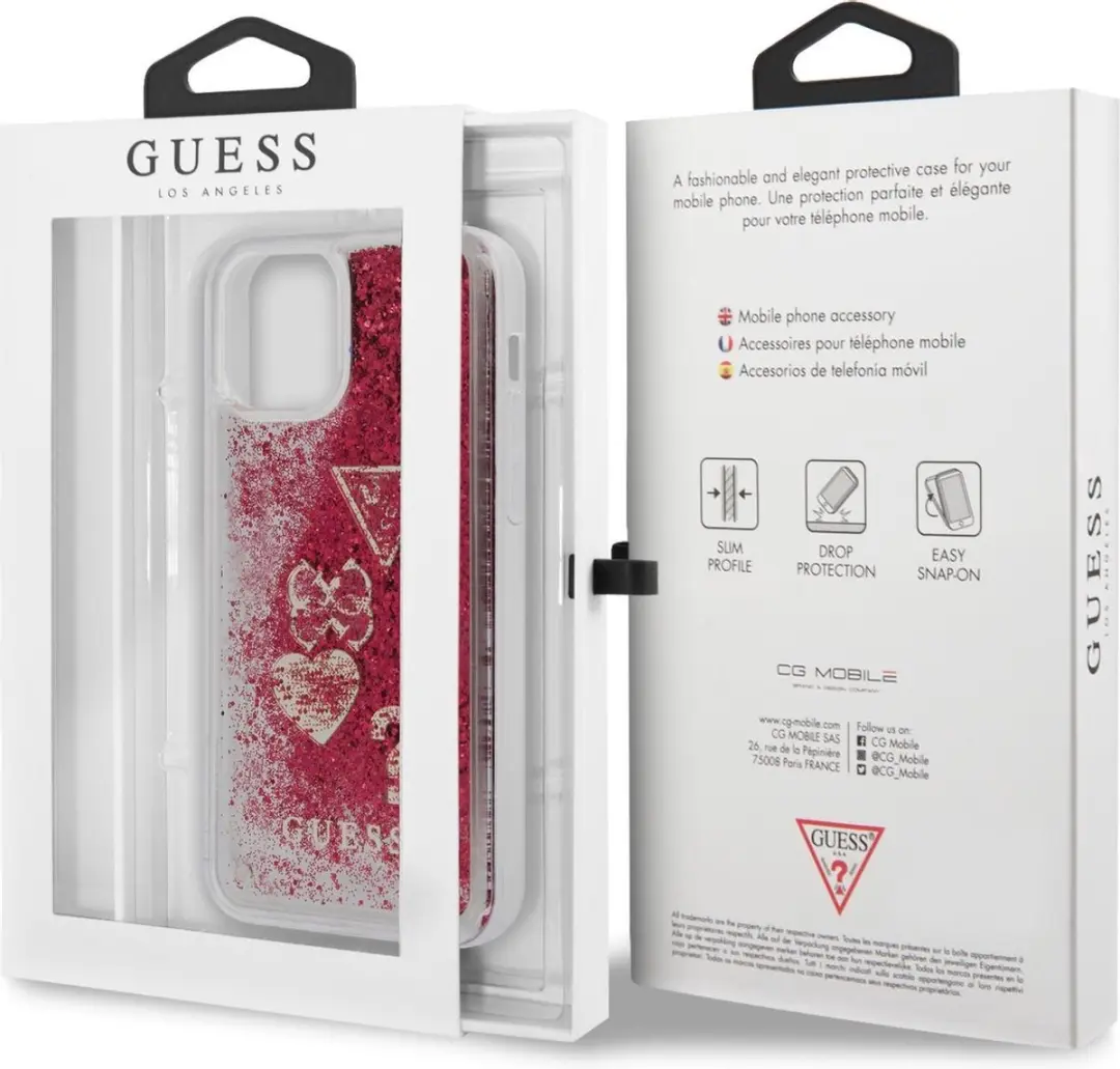 GUESS iPhone 12/12 Pro Backcase Glitter Roze - Kunststof