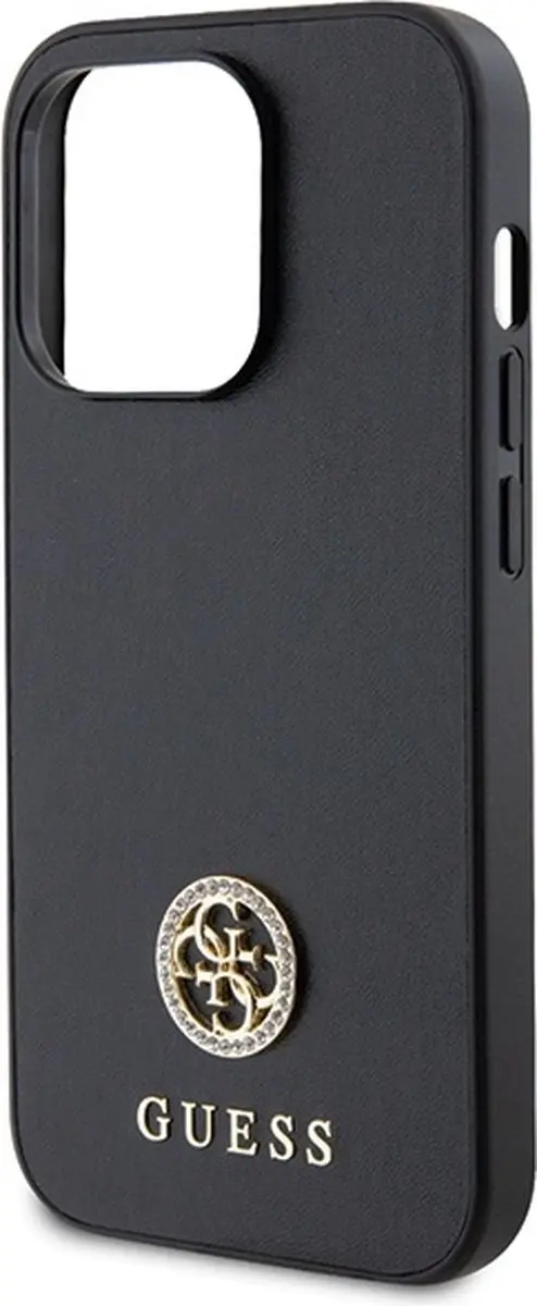 GUESS Strass Metal Logo Back Case - iPhone 13 Pro Max - Zwart
