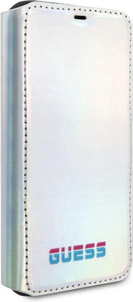 GUESS iPhone 11 Pro Hoesje - Effen Zilver - Kunstleer - 3 Pasjes